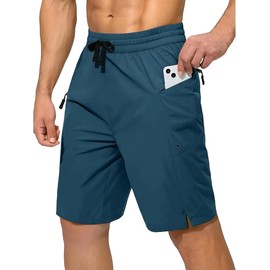 STICKON Swimming Trunks Men Water Sports Shorts Quick-Drying Swim Shorts Summer Beach Casul Board Shorts with Mesh Lining Peacock Blue L