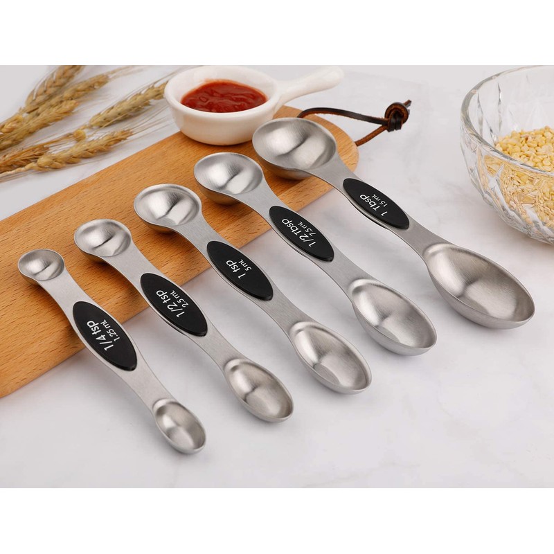 Magnetic Measuring Spoons Set of 5 Stainless Steel Dual Sided