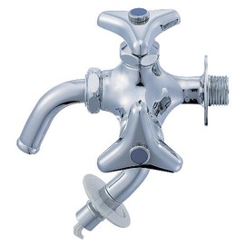 SANEI F123TK-1-13 Double Mouth Horizontal Faucet for Washing Machines for Cold Areas