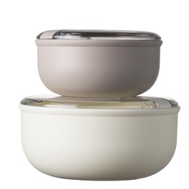 omada Design - Set of 2 airtight round food containers of 0.75 L and 1.8 L, lunch box with transparent lid - Made in Italy - Pull Box line