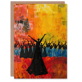 Artery8 Greeting Card Colourful Choir Praise Rainbow Oil Painting Blank For Him Or Her Art Birthday Card
