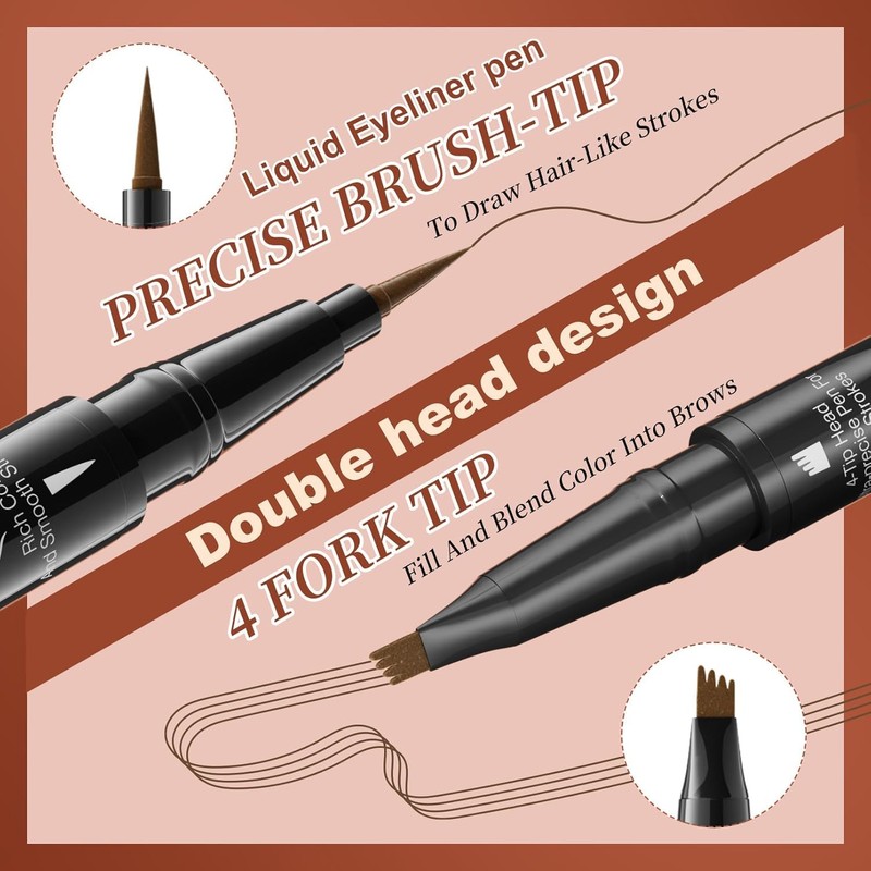 Eyebrow Pencil, Waterproof and Sweatproof Eyebrow Pencil, 2-in-1 Eyebrow Pencil