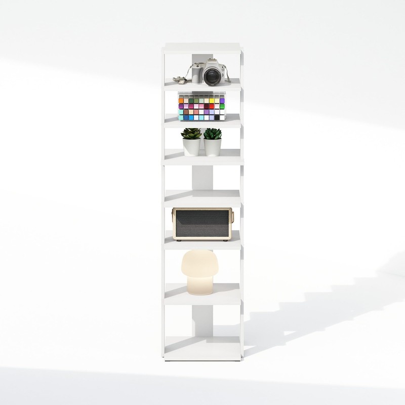 Furinno Turn-N-Tube Corner Shelf, 8-Tier Display Rack, Vertical Corner Storage