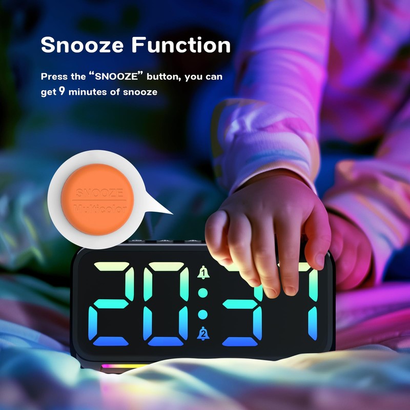 LATEC Digital Alarm Clock with 7 Modes RGB Night Light,