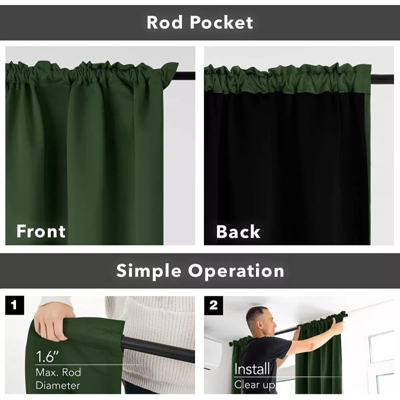 Deconovo Store 2 Cortina Forro Blackout Aislamiento Térmico Ruido 132x274cm