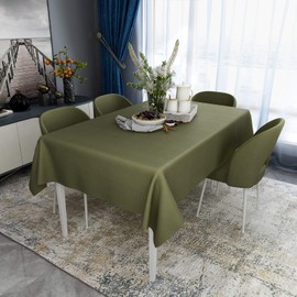Obstal Vinyl Tablecloth for Picnic Camping Outdoor, 100% Waterproof Oil-Proof Spill-Proof PVC Table Cloth, Wipeable Thick Square Tablecloth Cover (54 x 54 inch, Olive)