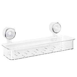 Sekonow Shower Caddy Suction Cup, Large Shower Organizer for Kitchen Bathroom Storage, No Drilling Removable Reusable Acrylic Shelf Rack for Inside (Clear)