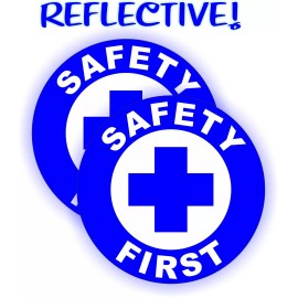 Unbranded REFLECTIVE Safety First Hard Hat Stickers | Helmet Decals Labels Laborer -BLU