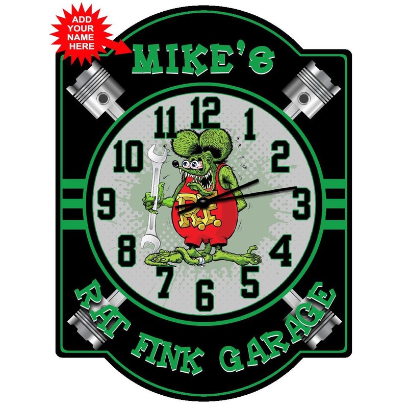 Decorative Concepts Rat Fink Green Garage Wall Clock Sign -