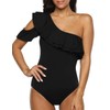 Hilor Women's One Piece Swimsuits One Shoulder Swimwear Asymmetric Ruffles