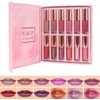 12-Colour Liquid Lipstick Set, Velvet Matte Long-Lasting Waterproof Lip Gloss