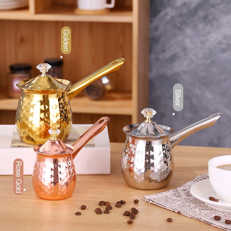 BEALIFE Greek Coffee Pot with Long Handle Traditional Style for