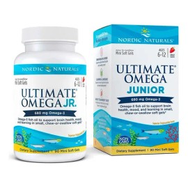 Nordic Naturals Ultimate Omega Junior, 680 mg de Omega, 90 cápsulas minis cápsulas sabor fresa
