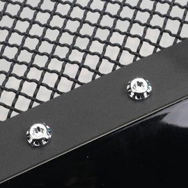 ZSPARTS Mesh Rivet Front Upper Hood Grille Gloss Black for 1999 2000 2001 2002 2003 2004 for FORD F-250 F-350 Super Duty