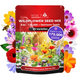 NatureZ Edge Wildflower Seeds Mix – 1/4 lb, 170,000 Seeds, 35 Variety Perennial & Annual Flower Seeds to Plant Outside, Bulk Wildflower Seeds, Wild Flower, Semillas de Flores