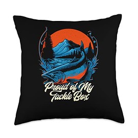 Proud of My Tackle Box Bobber Hobby Bobfloat Pastime Throw Pillow