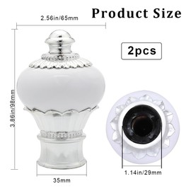 GORGECRAFT 3.9" x 2.6" 2Pcs Curtain Rod Single Drapery Rod Finials Replacement White Petals Head End Decorative Head Caps Capped for Decorative Single Window Rods Fit for 28mm Outer Dia Rod(White)