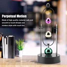 Hztyyier 10x27CM Perpetual Motion Swinging Kinetic Art Electronic Shake Wiggle Device Swinging Balance Balls Physics Science Desk Decor