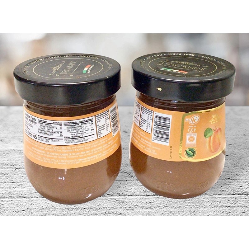 Tuscanini Premium Italian Apricot Preserves Spreadable Fruit Jam Non-GMO