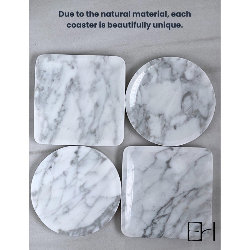 EXCHUES Natural Marble Tray, 6 inches Inside Raised Edges Round