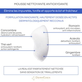 DermEden - Antioxidant cleansing foam 150 ml - Removes harmful environmental influences such as pollution and dust - Cleans and revitalises the skin - Made in France