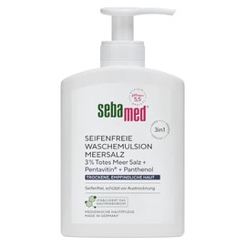 SEBAMED seifenfreie Waschemulsion Meersalz mit Spender 200 ml, für eine besonders milde Reinigung der trockenen und empfindlichen Haut, zur Hand-, Gesichts- und Körperreinigung geeignet