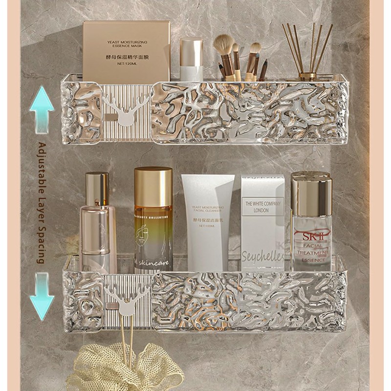Clear Shower Shelves, Acrylic Shower Shelves, Clear Caddy, Mirror Shelf,