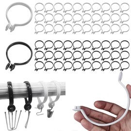 60 Pieces Curtain Rings for Opening, 40mm ID Curtain Rings for Opening, Plastic Shower Curtain Rings, Window Curtain Hanging Ring for Curtains Shower Curtains