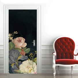 VIRANDA 3D Door Stickers Murals Peel and Stick - Flower - Wallpaper Self-Adhesive Decals Removable PVC Waterproof Poster for Bedroom Living Room 30.3" x 78.7"