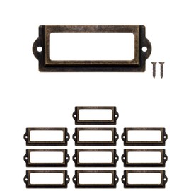 FUXXER 10 x Label Windows, Apothecary Cabinets, Card Holder, Antique Bronze Design, 83 x 33 mm