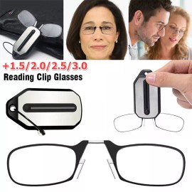 Unbranded Mini Nose Clip On Portable Reading Glasses Rimless Key Chain Wallet Magnifying - Black, +3.0
