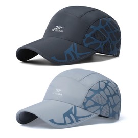 TAGVO Baseball Cap Herren Damen, 2 Stück Schnell Trocknend und Atmungsaktiv Verstellbar Baseballkappe Mit Schweißband Mesh, Leicht Faltbare Mode läuft Sport Cap Sonnenhut für Reisen Draußen
