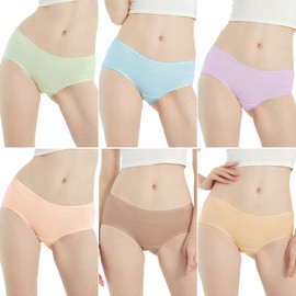 INNERSY Womens Underwear Cotton Hipster Panties Regular & Plus Size 6-Pack(Medium,Bright Basics)