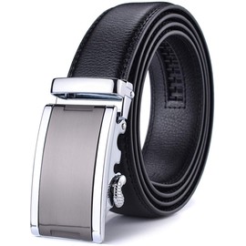 Wetoper Adjustable Slide Belt For Men's Dress Casual Pant 1 3/8",Size Adjustable, Trim to Fit (Black 4, Up to 44" waist adjustable)