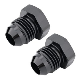 6AN Male Flare Thread Blanking Plug Fitting Hex Head Plug Cap Aluminum Black, Pack of 2
