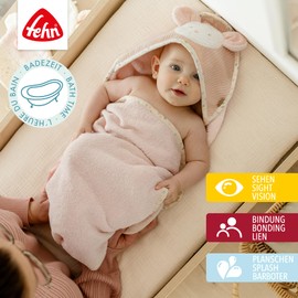 Fehn Hooded Bath Towel Mouse - Bath Poncho Made of Terry Cloth with Hood and Mouse Motif - Absorbent & Cuddly Soft - for Babies and Toddlers from 0+ Months