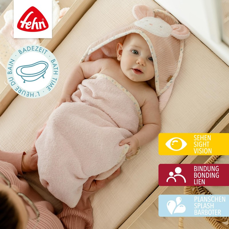 Fehn Hooded Bath Towel Mouse - Bath Poncho Made of