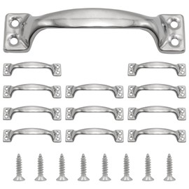 Mormchlots 12Pcs 3.94"/100mm Stainless Steel Gate Handles, 3.94 Inch Silver Garage Door Handles, Screen Door Handle, Shed Door Handle for Outdoor Wooden Fences