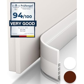 Vellure® - Burlete inferior para puerta contra corrientes de aire y sellado, burlete aislante, ideal para aislamiento contra el frío, el ruido y la humedad, 1 unidad, color blanco