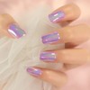 Metal Chrome Soft Purple Pink Press on Nails Short |
