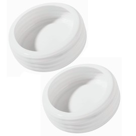 Reptile Food Bowls Ceramic Round Reptile Water Food Dish, Pet Food Bowl for Lizards, Small Snakes, Young Bearded Dragons, Gecko Tortoise Spider (White, Medium-2Pack)