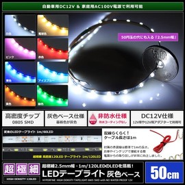 LED Tape Light, Ultra Fine 12V Width 2.5mm High Density LED 120LED/M Cable 1m Non-Waterproof 50cm Single Terminal Green