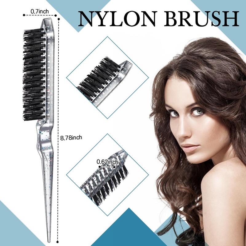 Geiserailie 3 Pcs Slick Back Hair Brush Set Bristle Hair