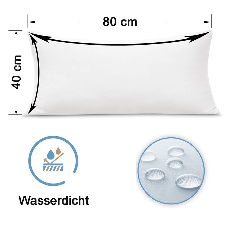 RICHAIR Set of 2 Waterproof Pillowcases Oeko-Tex Standard 100% Breathable