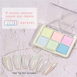 6 Colors Chrome Nail Powder, Mermaid Neon Nail Art Pigment Powder Nail Glitter Powder Set DIY Nail Decoration