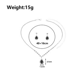 Sparkling Rhinestone Wedding Jewelry Set for Bridal Bridesmaid,Dainty Cubic Zirconia Choker Necklace Teardrop Dangle Earrings Accessories Gifts (Black)