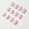 Flower Press on Nails Short Square MABKJLF Nude Pink Fake