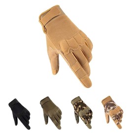 HYCOPROT Full Finger Tactical Gloves, Touch Screen Knuckle Protective Breathable Lightweight Outdoor Military Gloves for Shooting, Hunting, Motorcycling, Climbing (Small, Yellow)