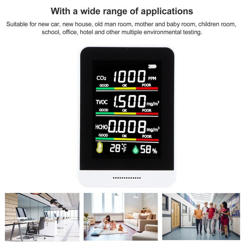 Air Quality Monitor Portable CO2 TVOC Formaldehyde Tester Humidity Detection