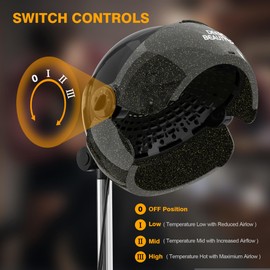 Professional Standing Hair Dryer - 1875W Floor Standing Hooded Dryer Hair Bonnet with Ionic Generator for Professional Salon Station Spa Home Use Hair Drying Treatment Adds Shine Volume (Black)